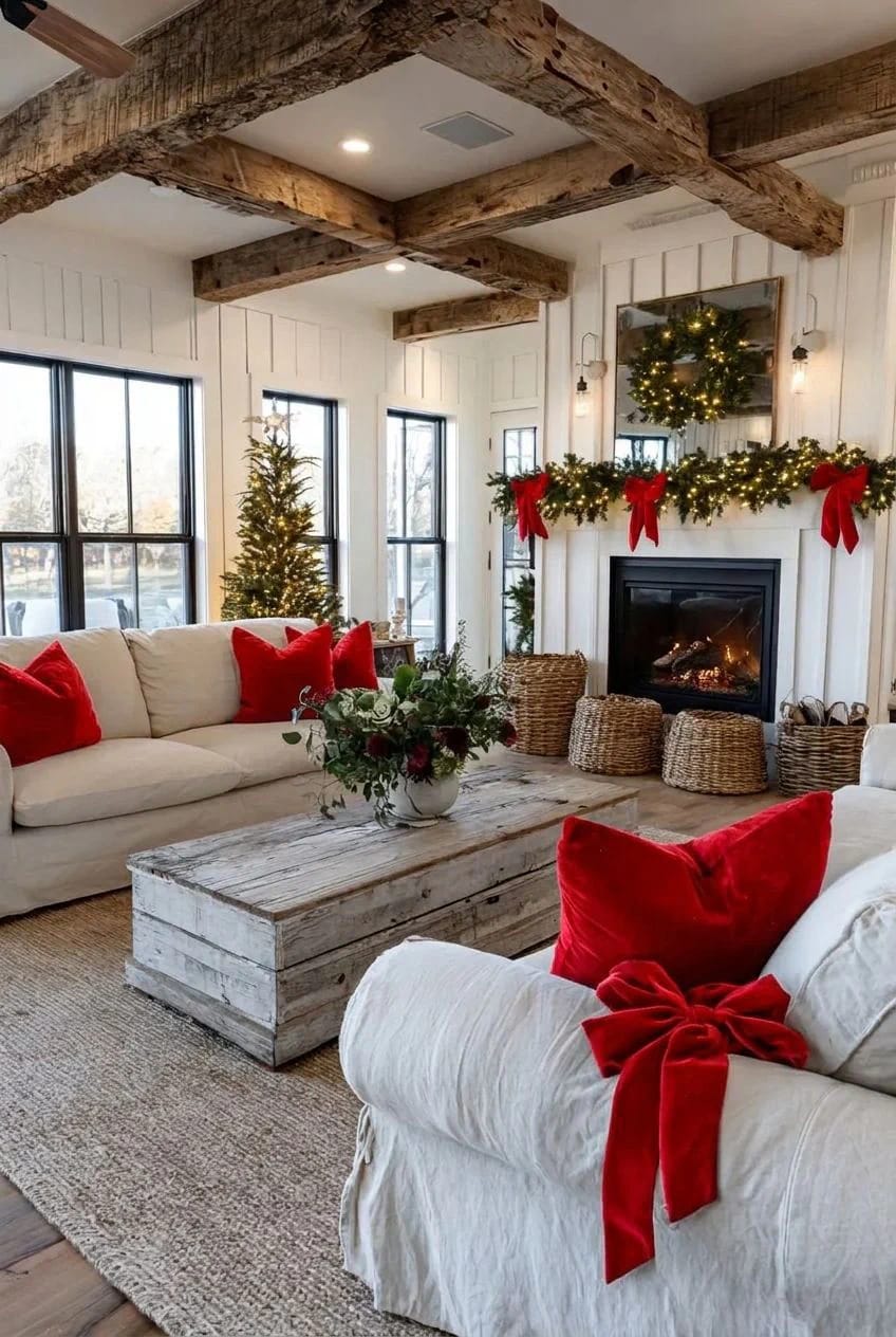 Modern Traditional Christmas Decor That Updates Red and Green 22 placement, scale, and the light you turn on 1