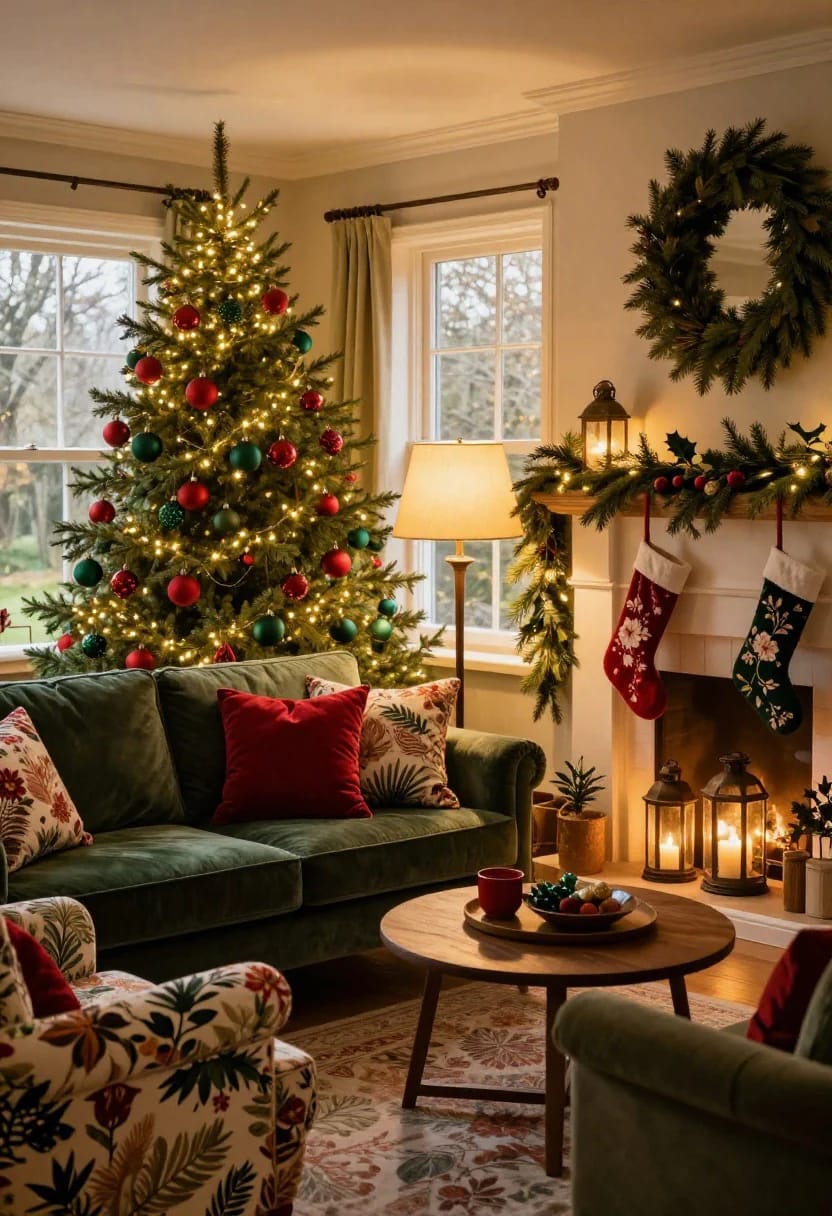 Modern Traditional Christmas Decor That Updates Red and Green 25 placement, scale, and the light you turn on 1