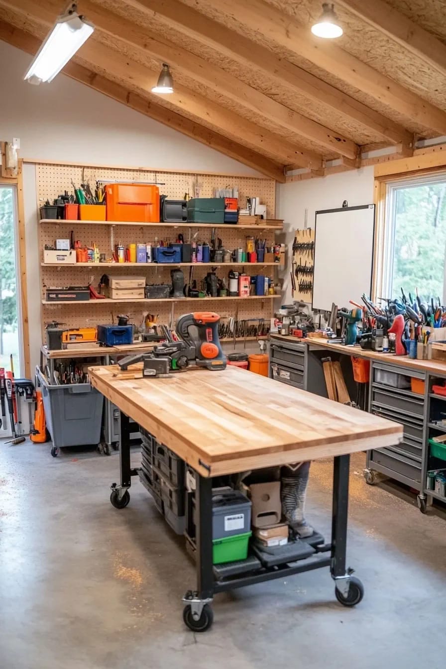 Workshop Studio Ideas for People Who Actually Make Things 19 put everything in the studio on locking casters 1
