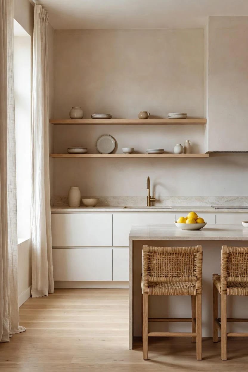 put the texture on the walls: lime wash or plaster instead of another coat of white 1