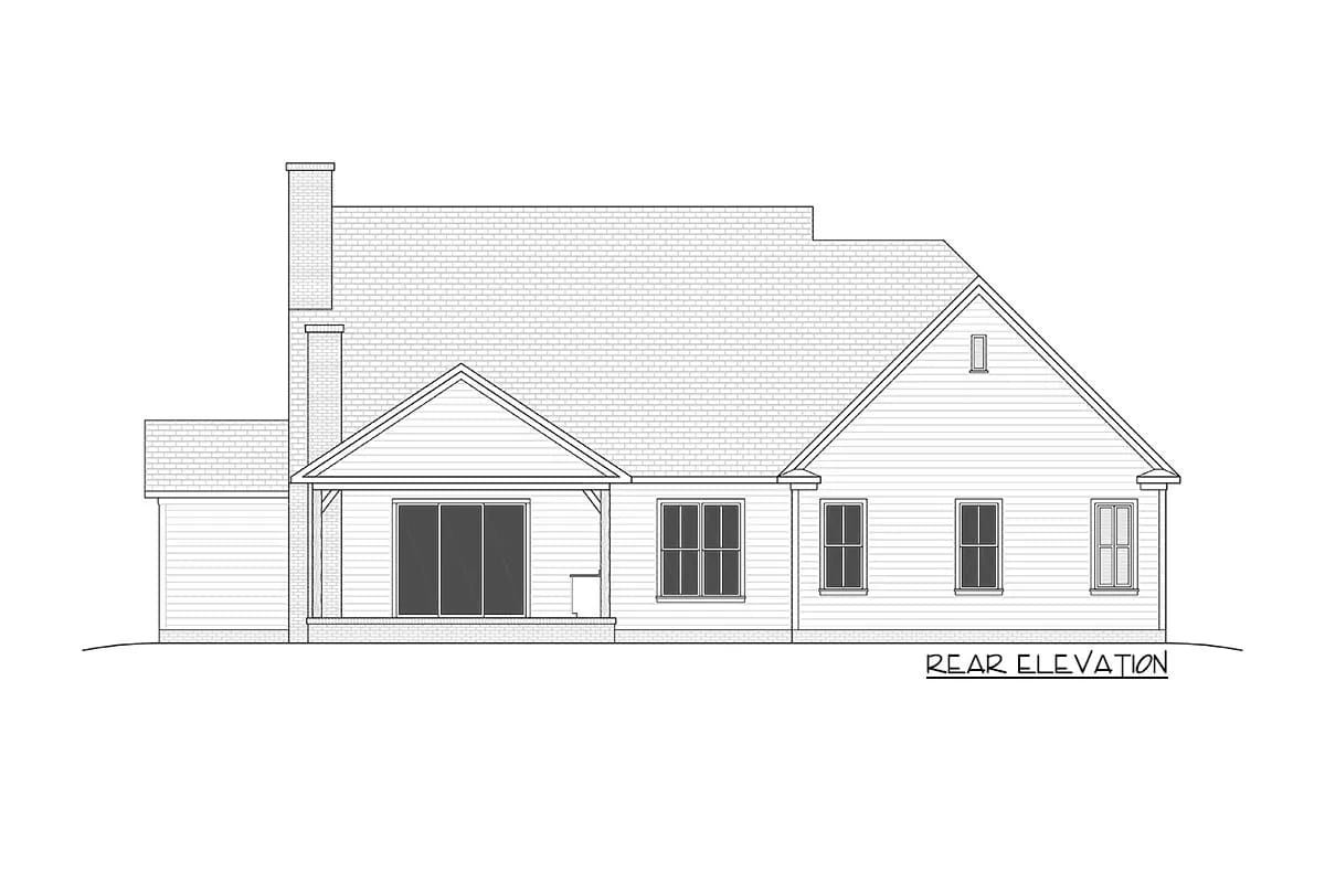 4-Bedroom Two-Story Country Cottage House Plan with Laundry Access from the Master Closet (2,880 Sq. Ft. Floor Plan) 12 rear porch, two chimneys, one wall of glass 1