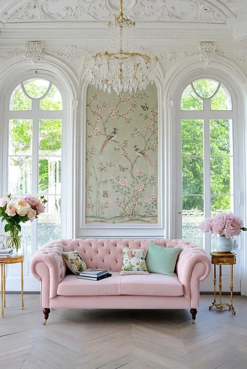 rococo in a rental: the mural comes off, the mouldings do not 1
