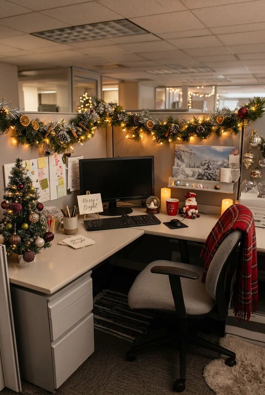 run the christmas garland along the monitor's top edge, not around the screen 1