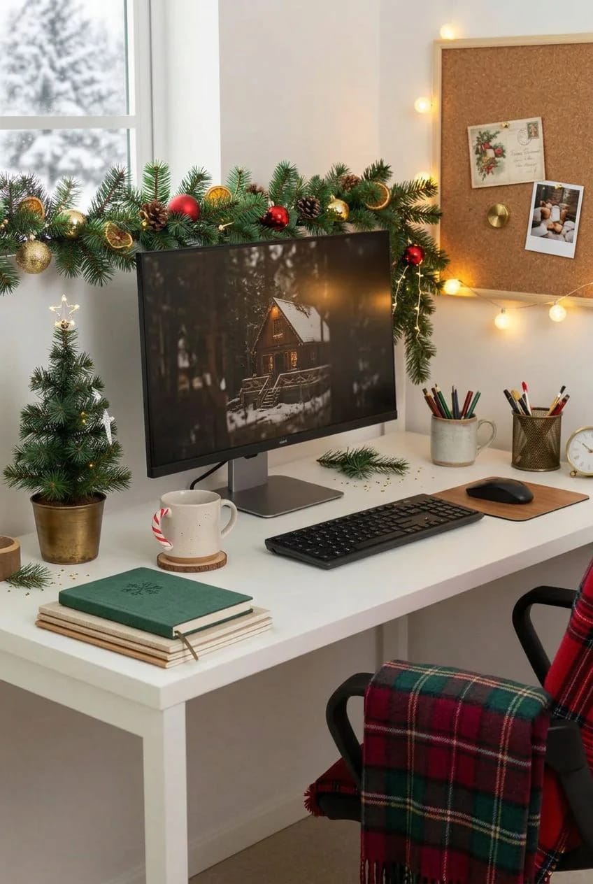 run the christmas garland along the monitor's top edge, not around the screen 1