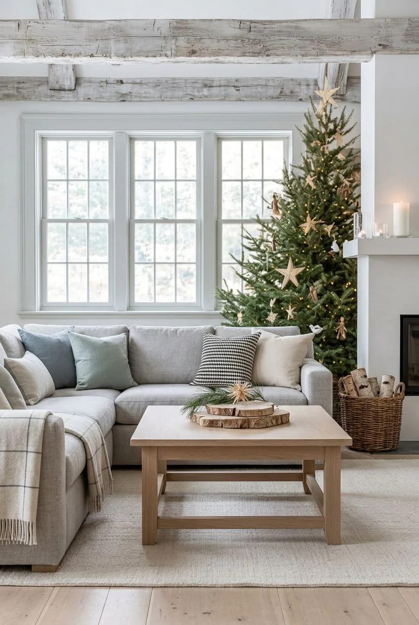 Scandinavian Christmas Decor With Pale Wood and Straw Ornaments That Reads Nordic, Not Rustic 6 sand the wood slices, then leave them alone 1