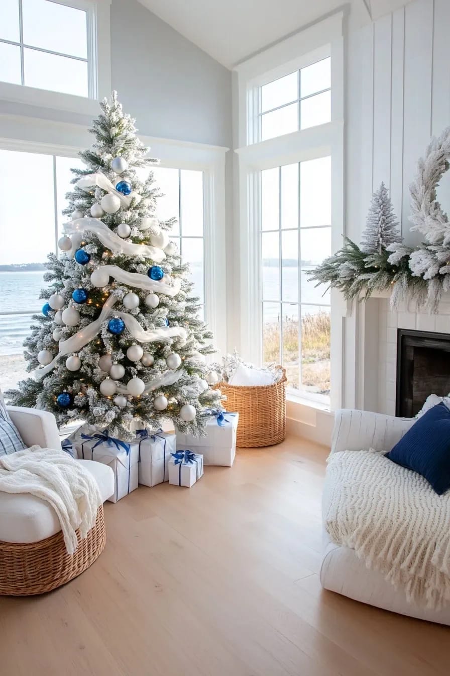 13 Coastal Blue Christmas Decorations That Skip the Anchors and Life Rings 3 set the palette before you buy a single ornament 1