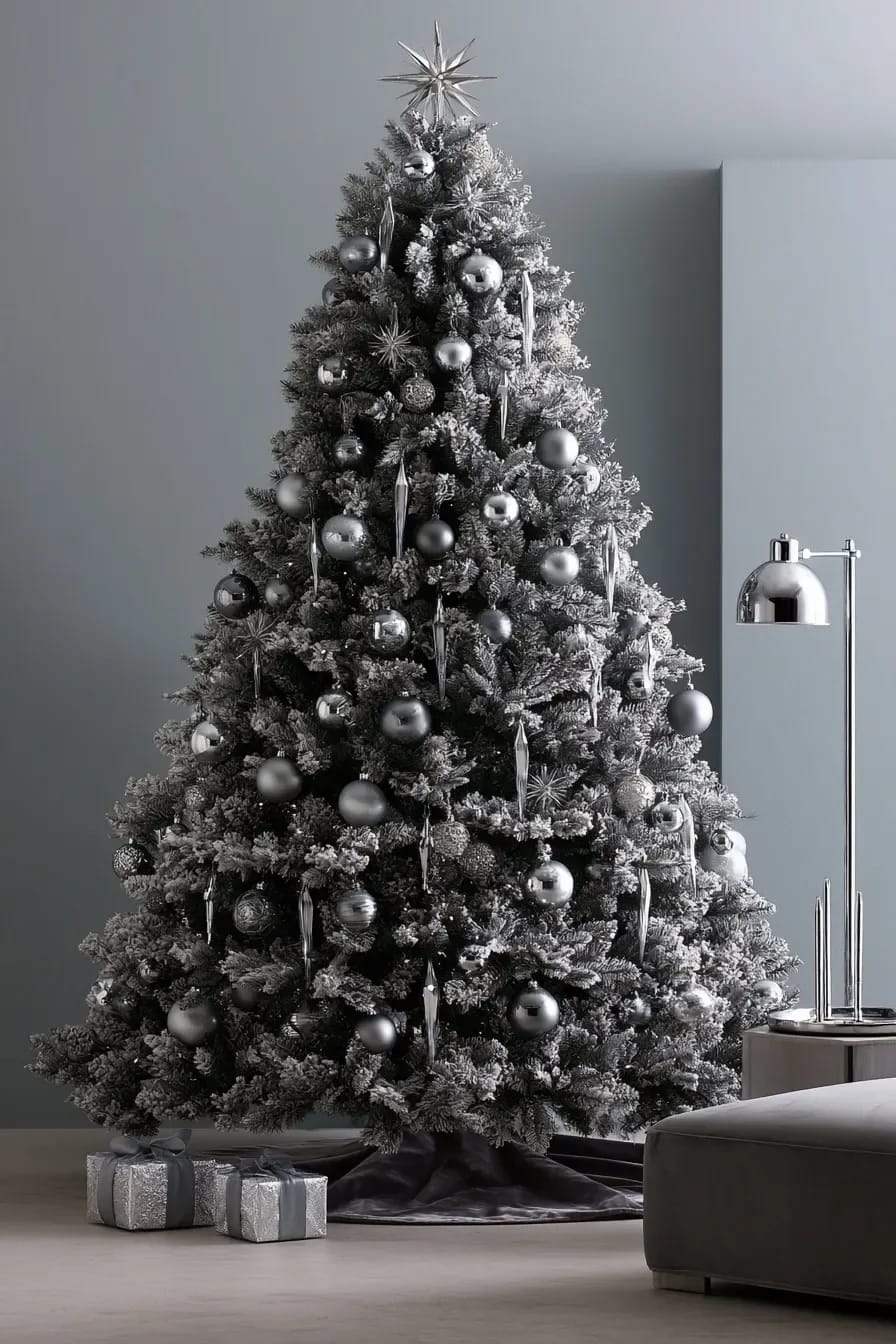 9 Monochrome Christmas Tree Themes for a Single-Color Tree That Still Looks Finished 19 silver trees fall apart when the metals don't match, so pick pewter or chrome 1