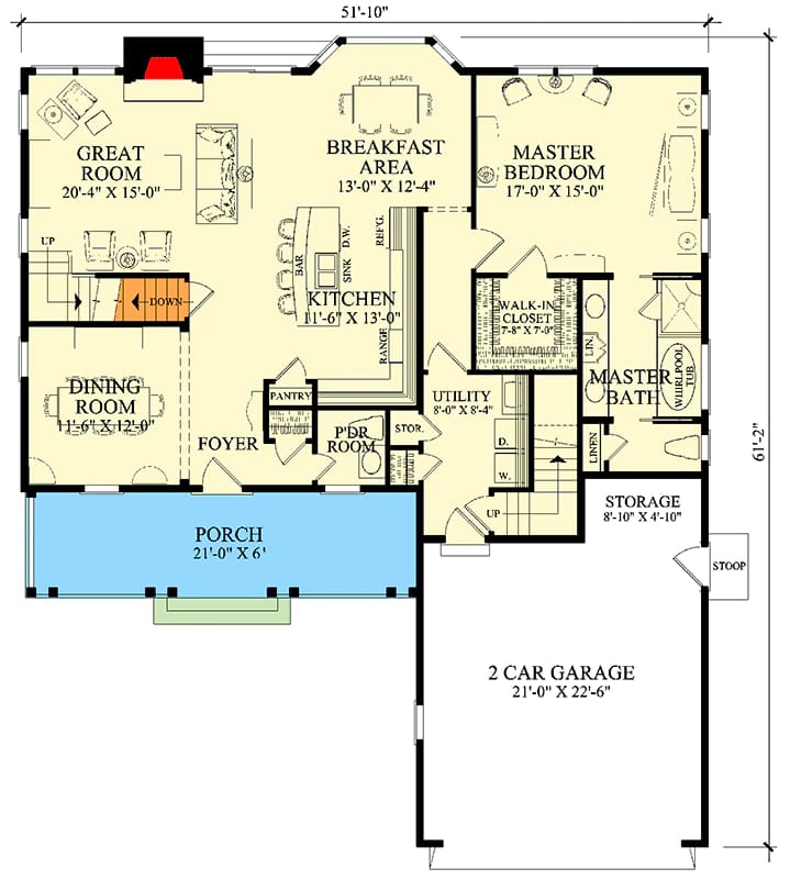 southern style house plan with 4 bedrooms 1