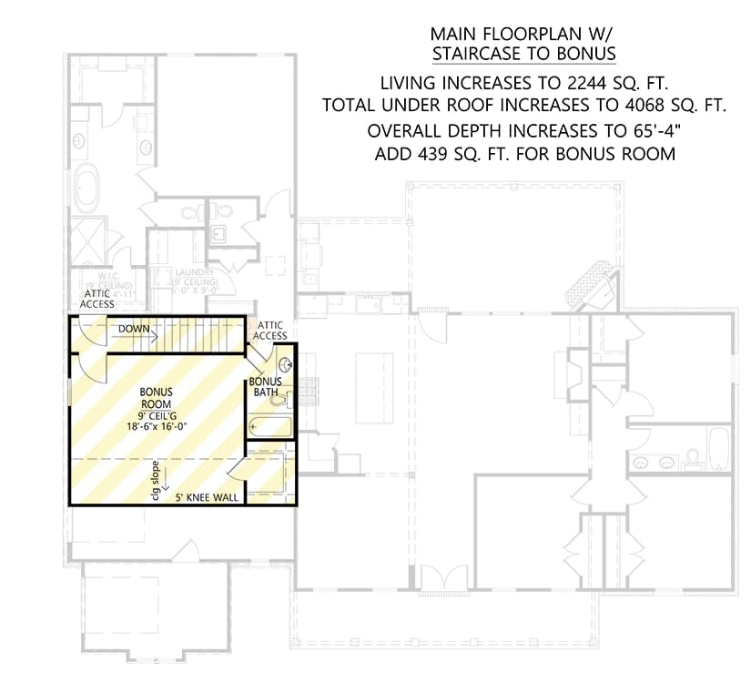 4-Bedroom Modern Farmhouse House Plan with Split Bedrooms and a 14-Foot Rear Grilling Porch (2,166 Sq. Ft. Floor Plan) 3 split bedroom modern farmhouse with rear porch 1