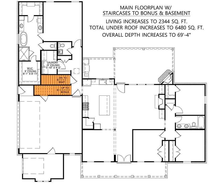 4-Bedroom Modern Farmhouse House Plan with Split Bedrooms and a 14-Foot Rear Grilling Porch (2,166 Sq. Ft. Floor Plan) 7 split bedroom modern farmhouse with rear porch 1