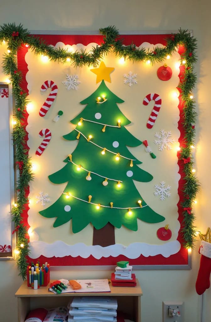 string lights on a classroom christmas board are a code question first 1