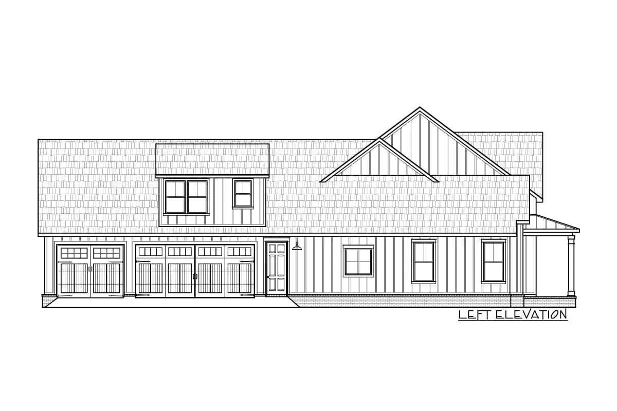 the 3-car garage opens sideways, which is what keeps the front clean 1