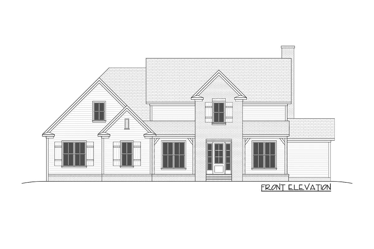4-Bedroom Two-Story Country Cottage House Plan with Laundry Access from the Master Closet (2,880 Sq. Ft. Floor Plan) 13 the base scheme keeps the garage doors off the front elevation, and you should leave them there 1