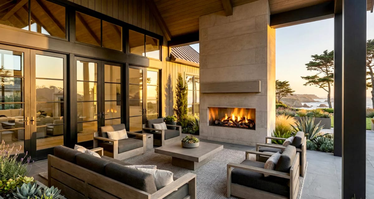 the covered rear porch is the second living room, and it has the better fireplace 1