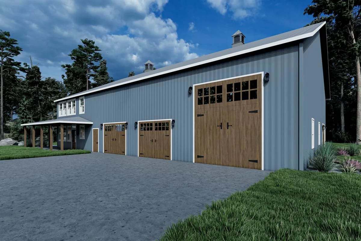 the garage is a 50-by-54 shop, open to the rafters 1