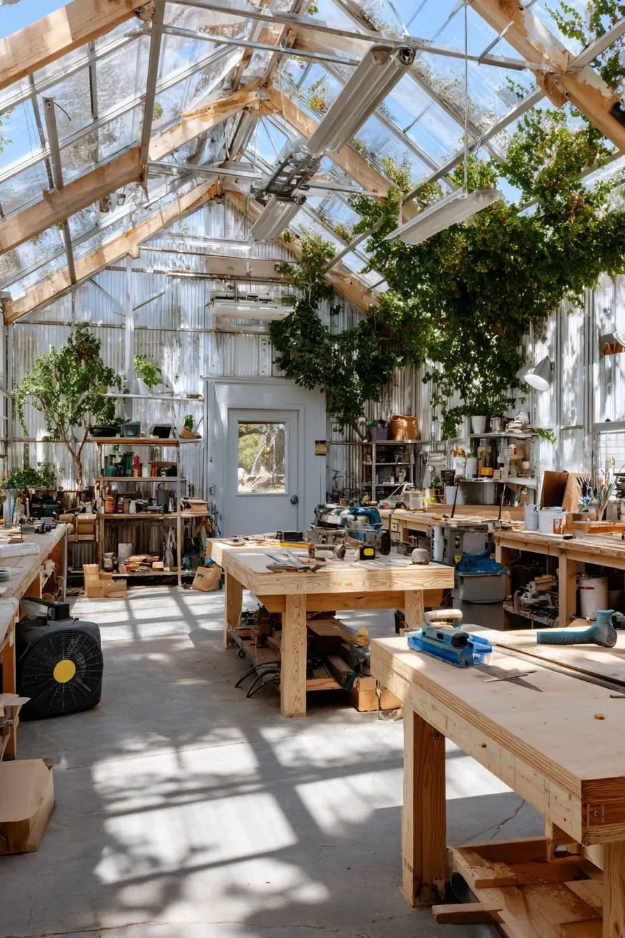 Workshop Studio Ideas for People Who Actually Make Things 16 the greenhouse studio is real, and it will cook you in july 1
