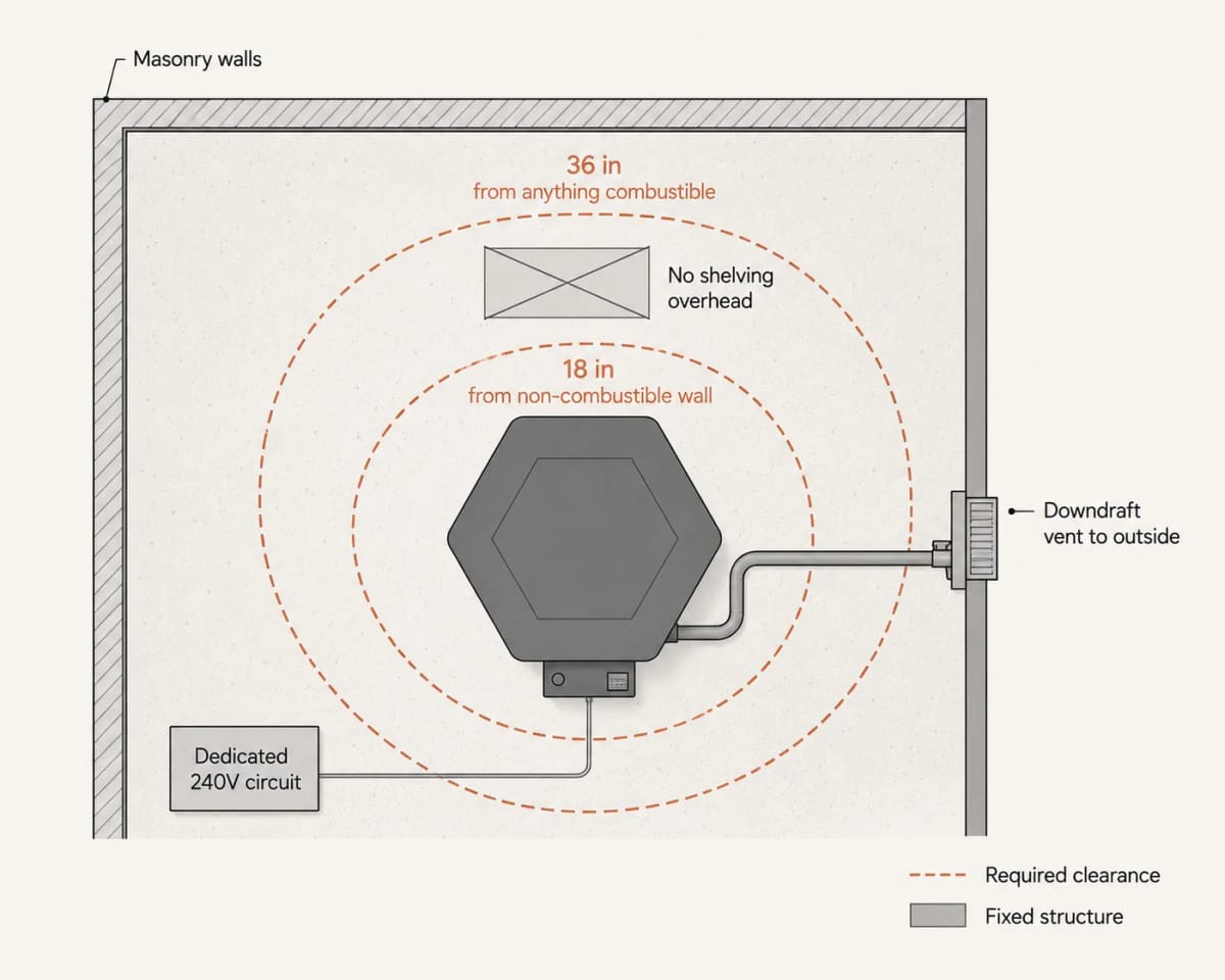 Pottery Studio Ideas That Hold Up Once There's Clay in the Room 16 the kiln decides the room, not the other way round 1