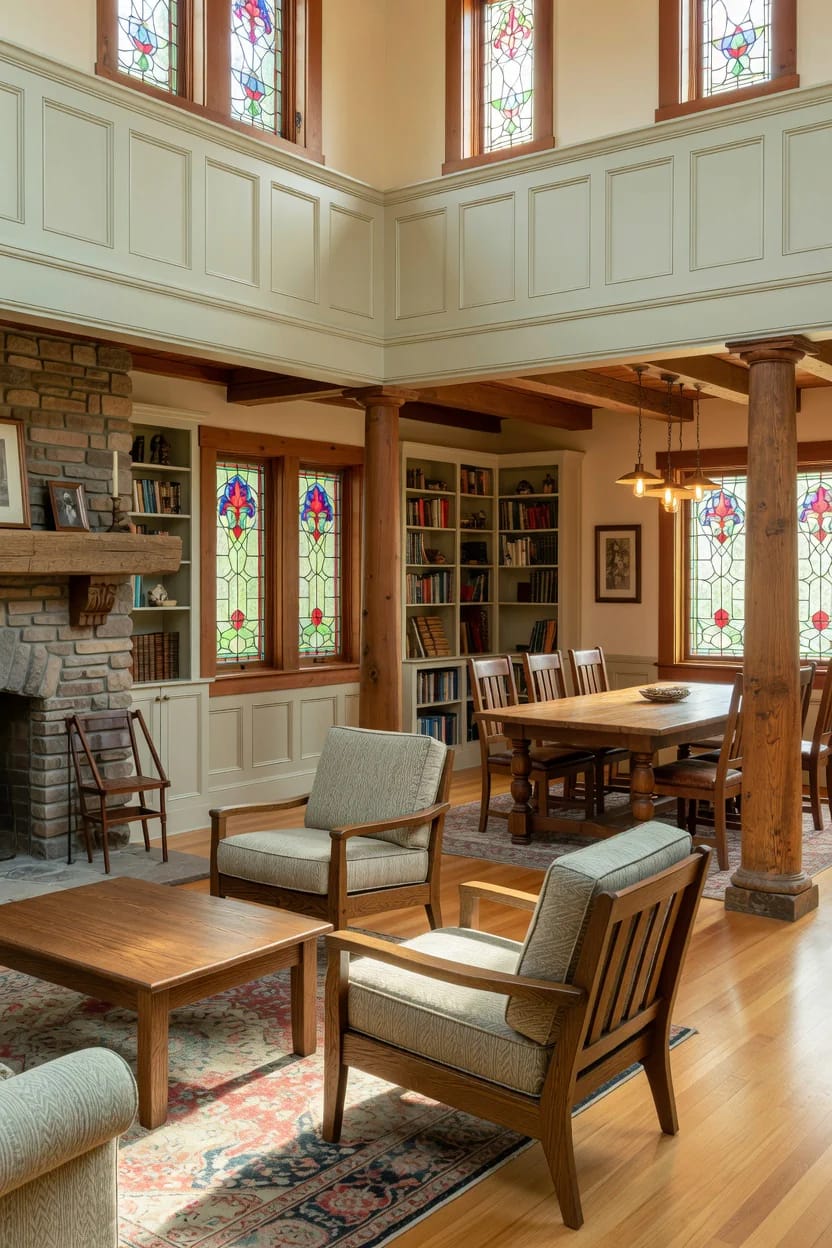 Craftsman Floor Plans Explained 3 the living room opens to dining through a colonnade, not a doorway 1