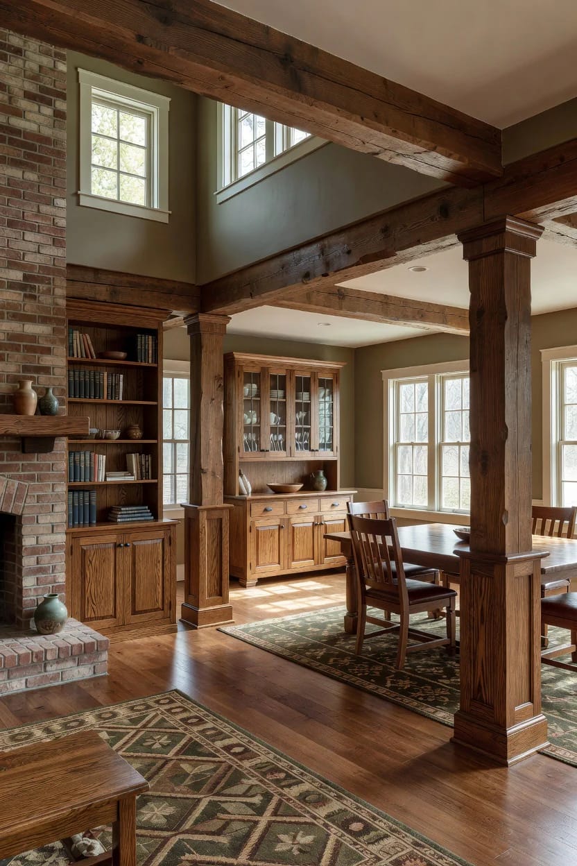 Craftsman Floor Plans Explained 4 the living room opens to dining through a colonnade, not a doorway 1