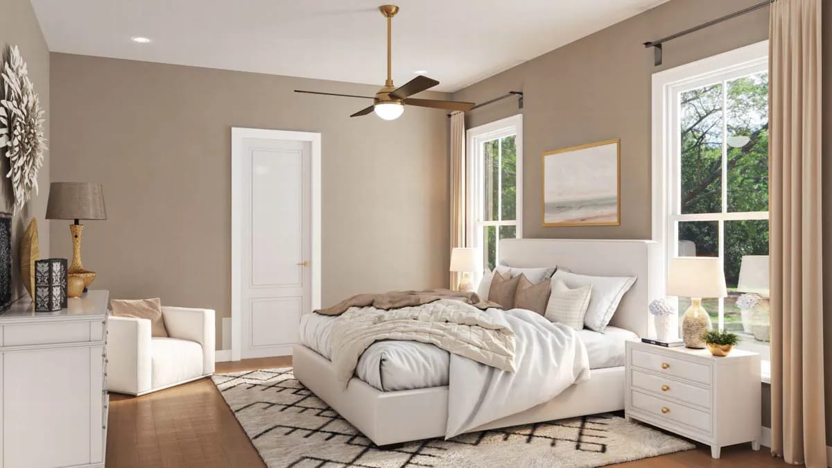 4-Bedroom Two-Story Country Cottage House Plan with Laundry Access from the Master Closet (2,880 Sq. Ft. Floor Plan) 10 the master bedroom is the only room in the house that isn't white 1