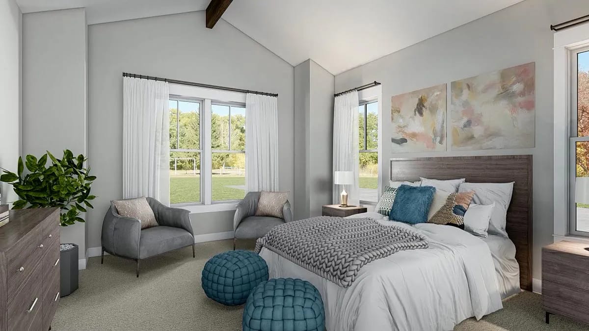 the master suite gets the cathedral ceiling and the quiet end 1