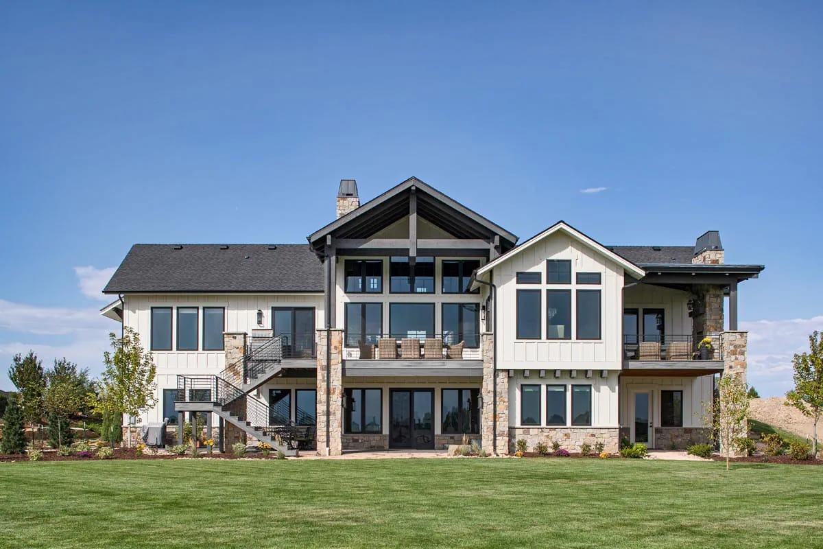 5-Bedroom New American House Plan with Views to the Rear (2,682 Sq. Ft. Floor Plan) 5 the rear elevation, two storeys of it 1