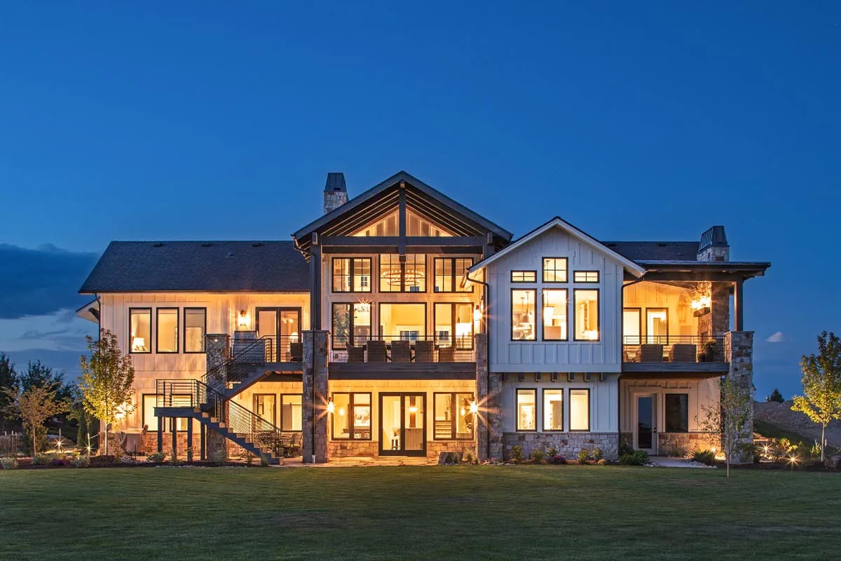 5-Bedroom New American House Plan with Views to the Rear (2,682 Sq. Ft. Floor Plan) 6 the rear elevation, two storeys of it 1