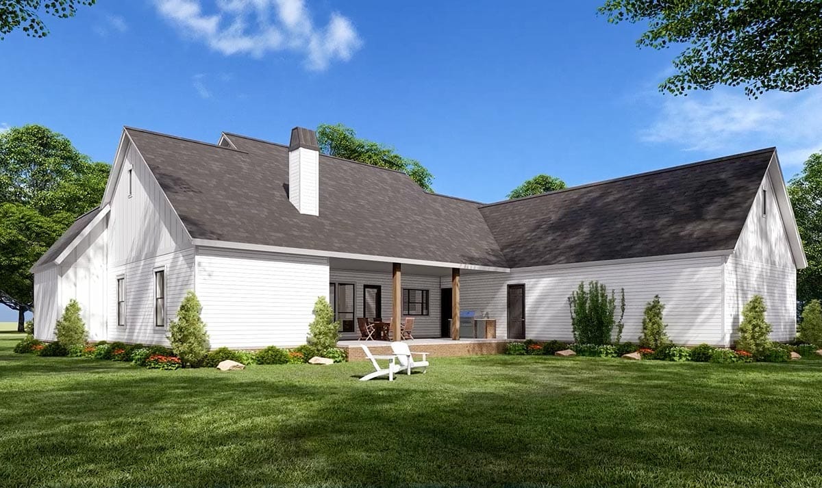 the rear porch is the outdoor room; the wraparound front porch is elevation 1