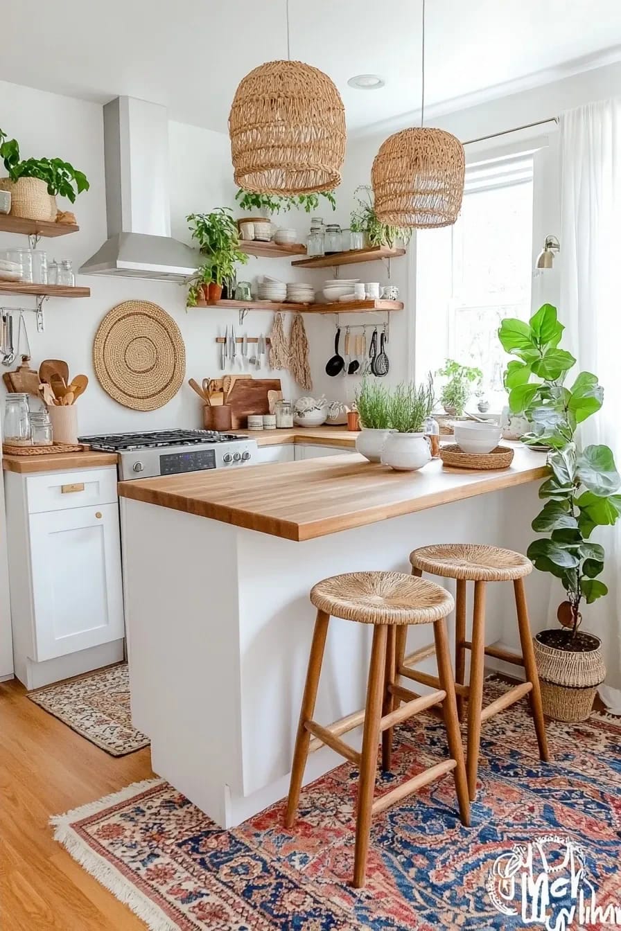 Boho Kitchen Ideas That Hold Up to Actual Cooking 19 the renter's boho kitchen comes back off the wall 1
