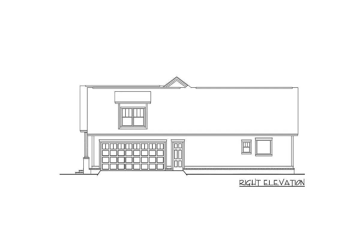 the side-load garage is the only reason the front elevation reads as all house 1