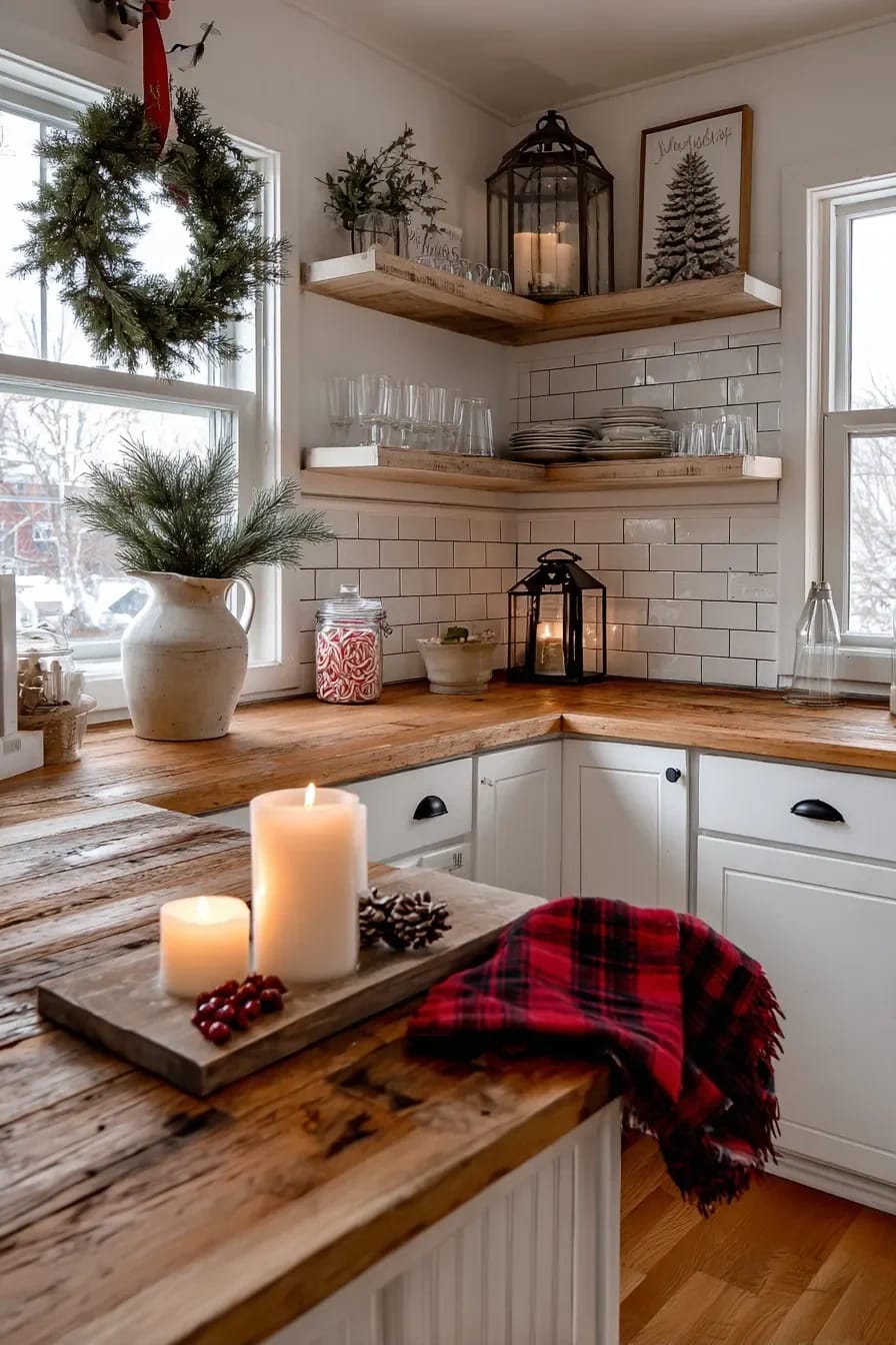 Farmhouse Christmas Kitchen Decor Ideas That Survive an Actual December 20 the space above the cabinets takes three objects, not a collection 1