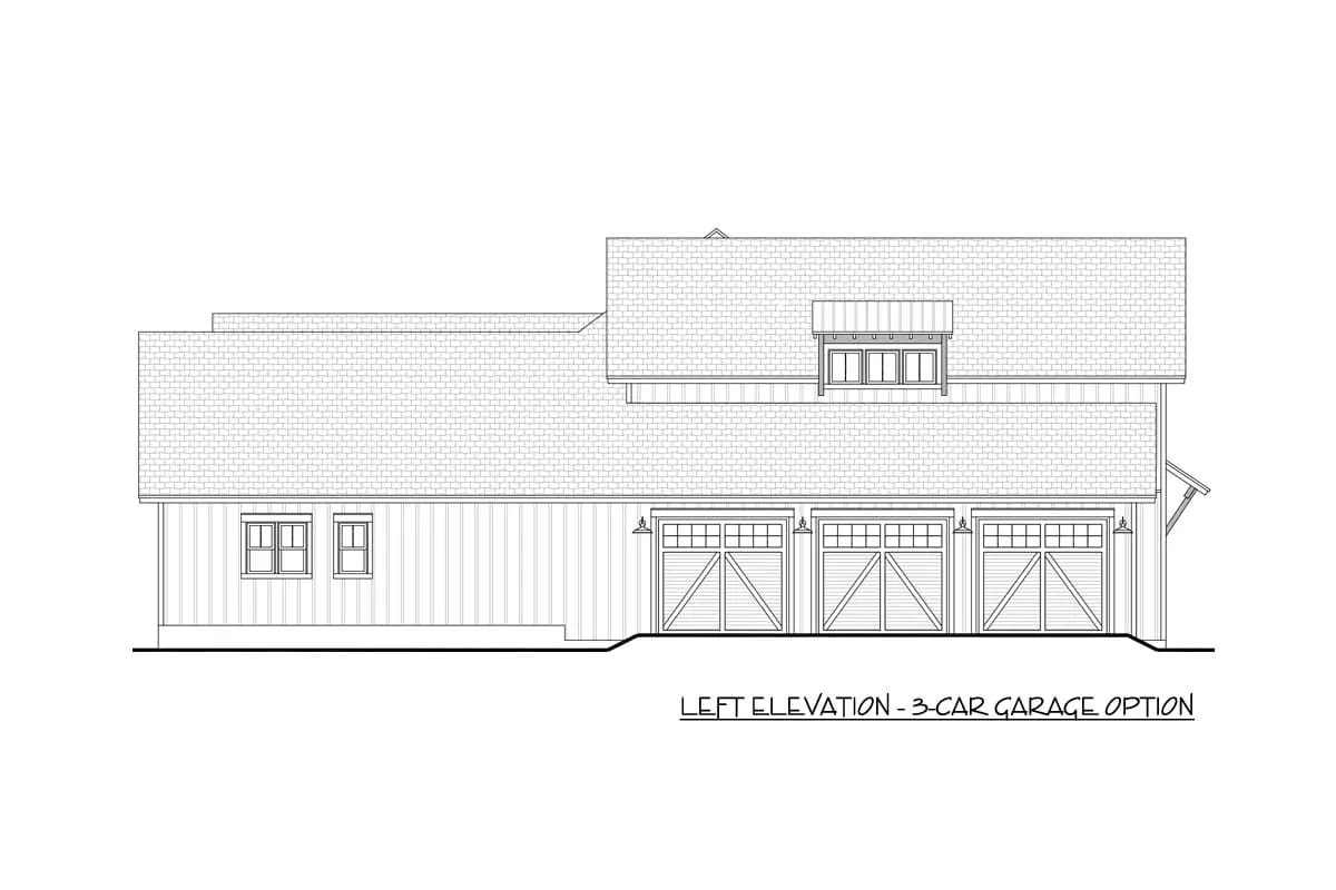 4-Bedroom Modern Farmhouse House Plan with a Bonus Room Over the Garage (2,742 Sq. Ft. Floor Plan) 12 the three-car garage option is the one upgrade worth the extra depth 1