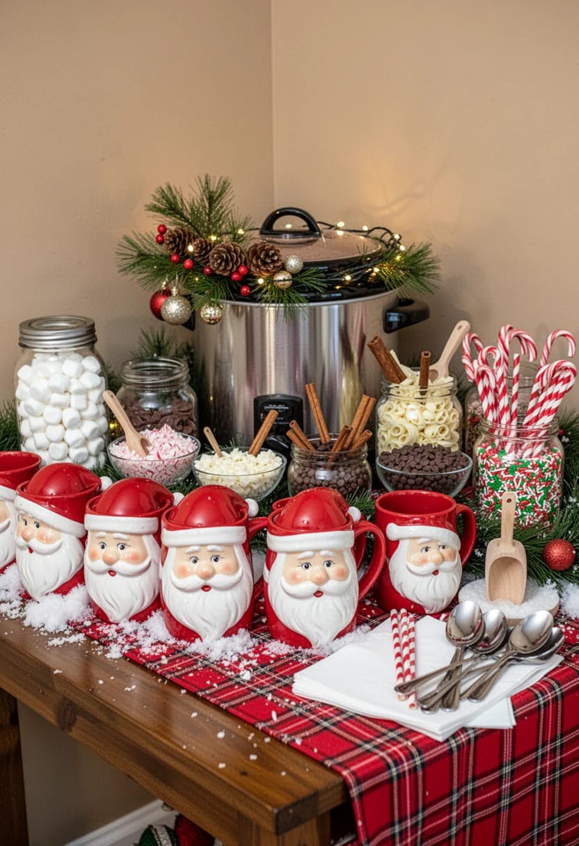 Christmas Hot Cocoa Bar Decor With Santa Mugs: 7 Setups That Stay Usable All December 12 toppings go in glass, not in their packaging 1