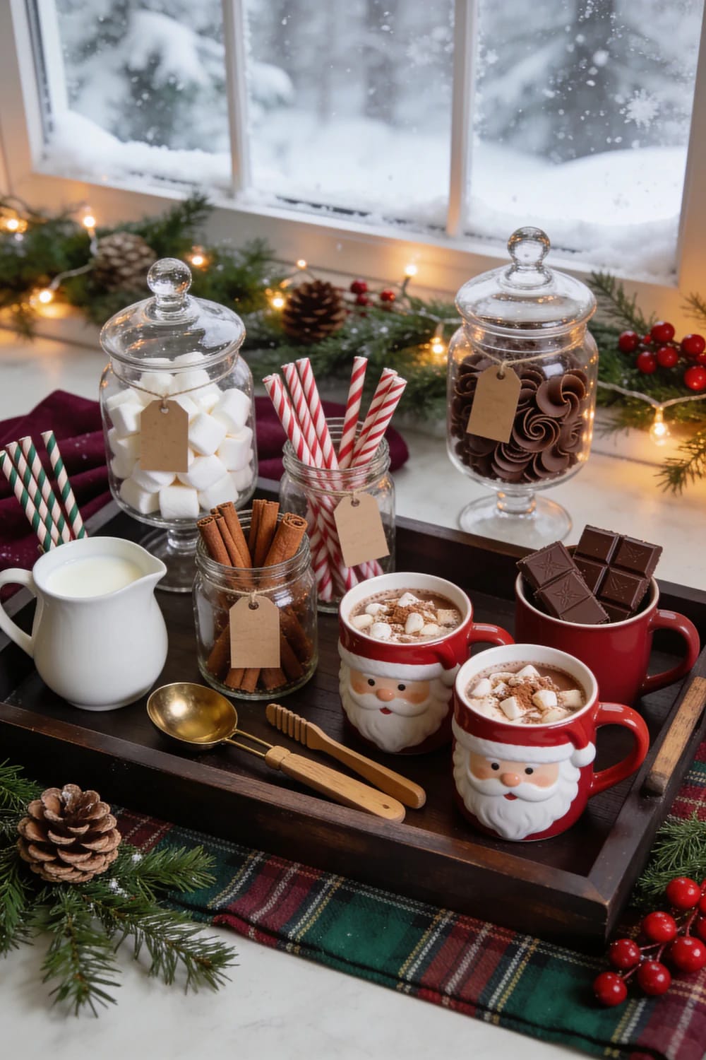 Christmas Hot Cocoa Bar Decor With Santa Mugs: 7 Setups That Stay Usable All December 14 toppings go in glass, not in their packaging 1