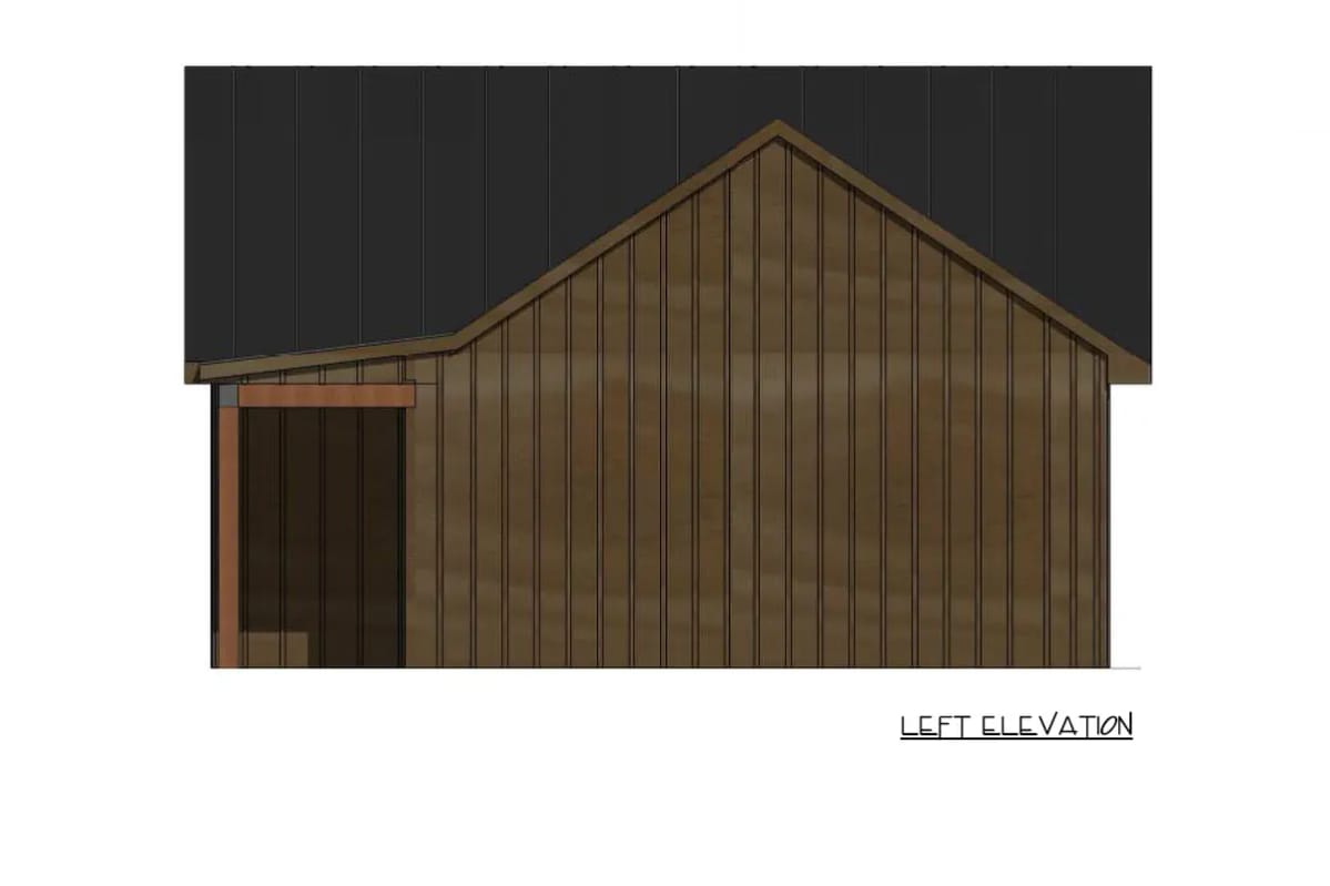2-Bedroom Mountain Cottage House Plan with an 11-Foot Vaulted Ceiling (820 Sq. Ft. Floor Plan) 7 two blank flanks, one small bathroom window 1