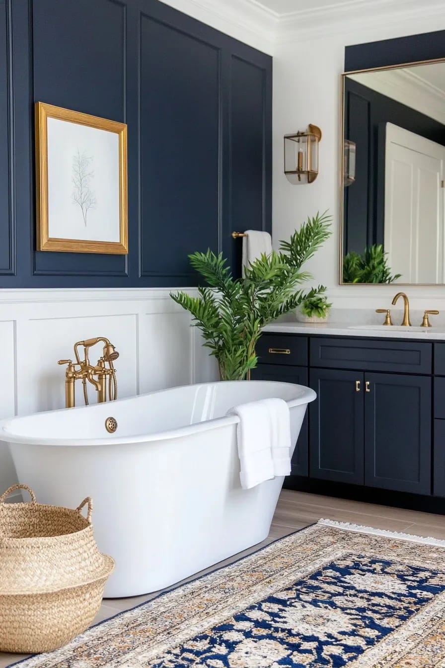 unlacquered brass against navy, and why polished gold usually misses 1