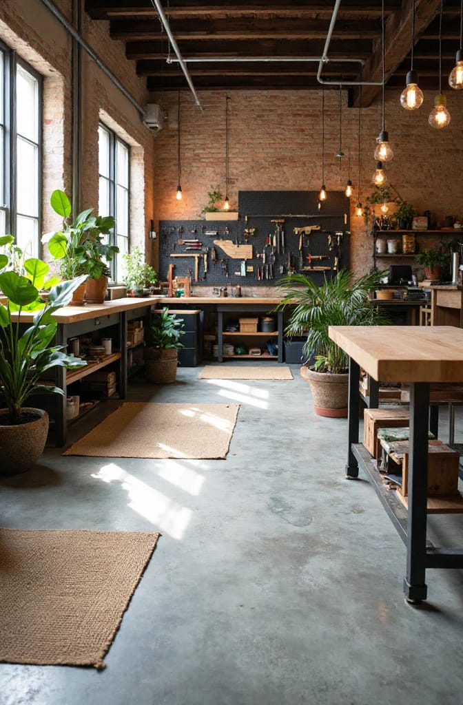 Workshop Studio Ideas for People Who Actually Make Things 24 workshop flooring: seal the slab, then stand on something softer 1