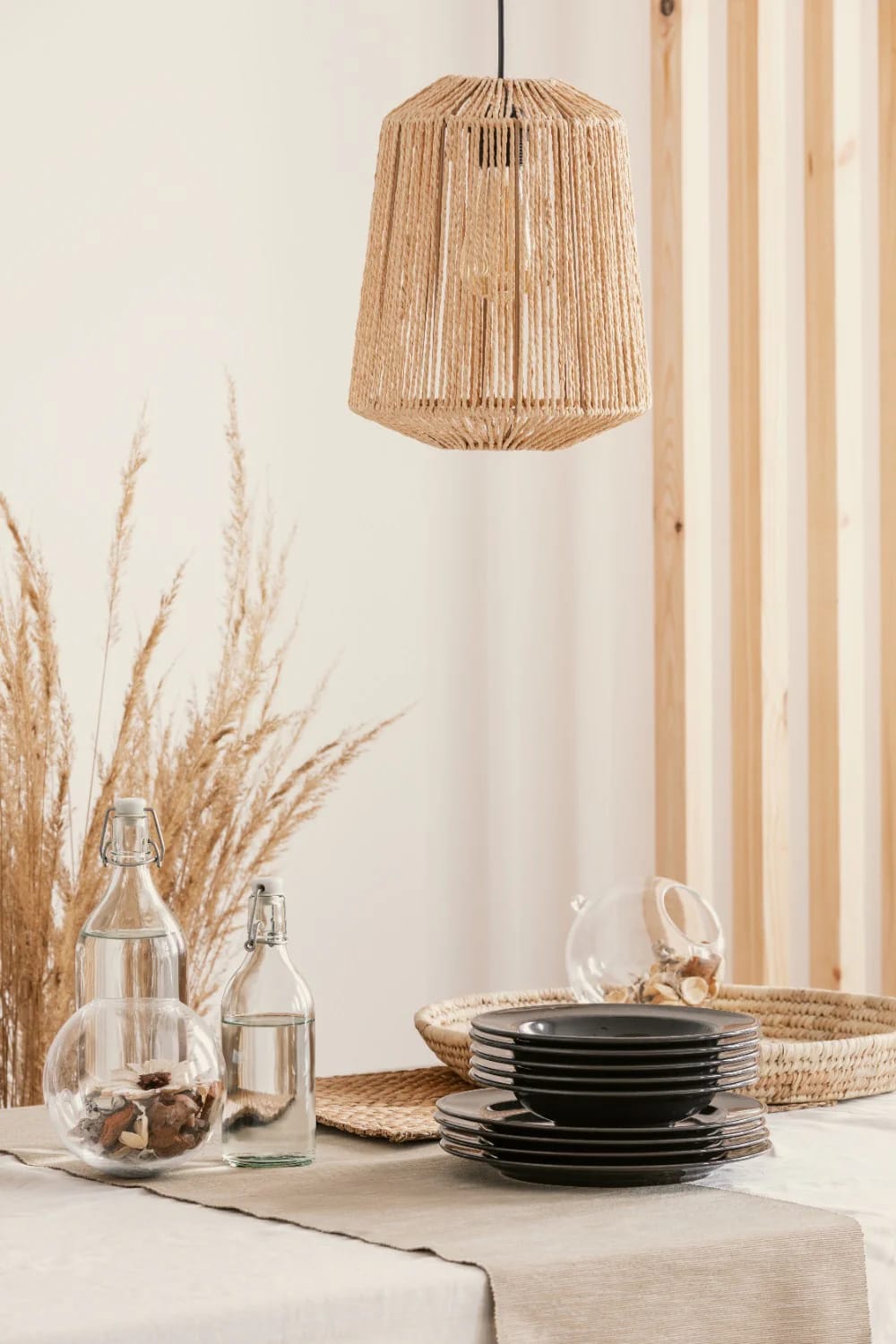Boho Kitchen Ideas That Hold Up to Actual Cooking 5 woven pendants are the picture, not the light 1