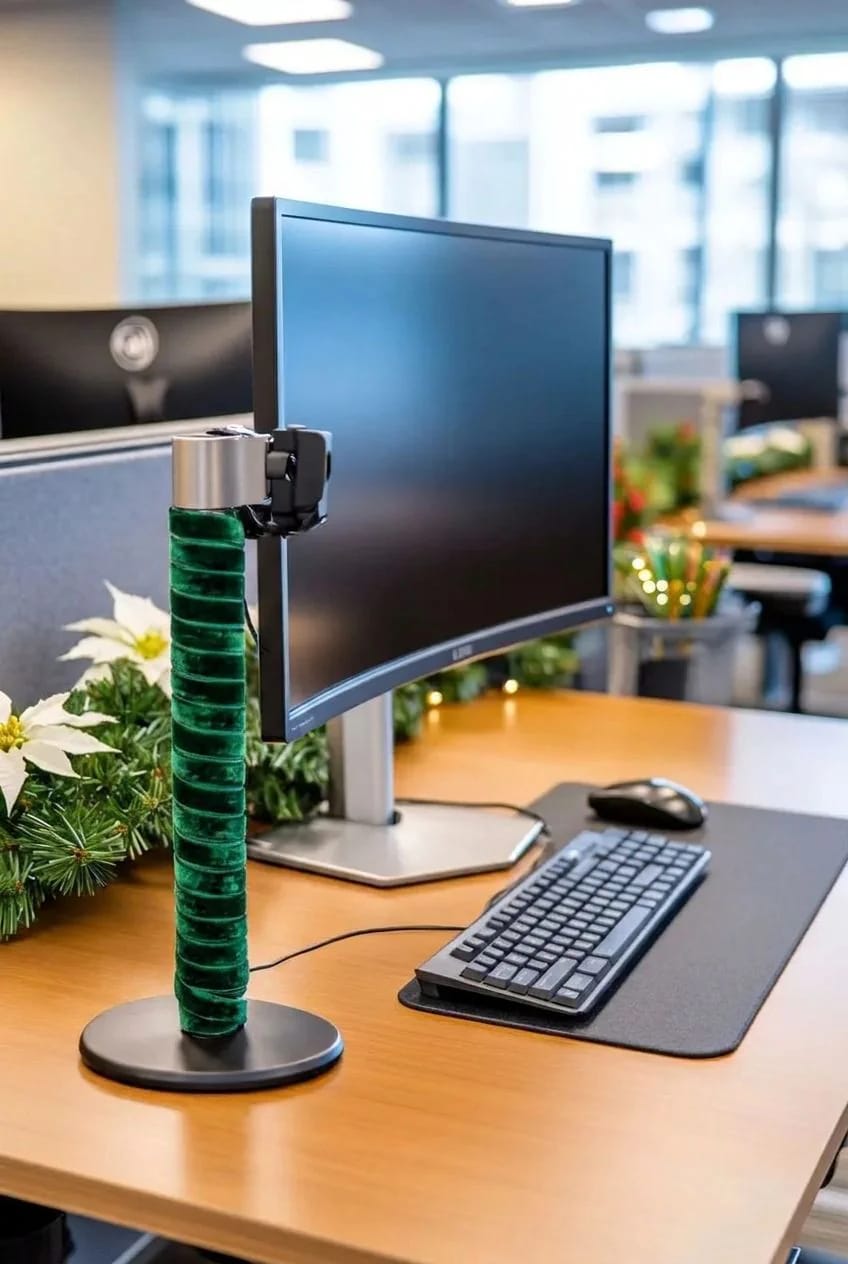 wrap the cable snake in velvet ribbon and the desk reads decorated 1