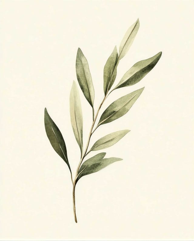 Minimalist watercolour, Willow Sage