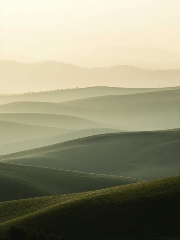 Soft horizon landscape, muted mineral tones